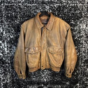 Vintage Georgetown Leather Design Brown Bomber Jacket Thinsulate